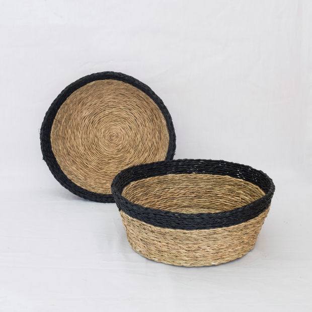 White Trim Lutindzi Grass Bread Basket