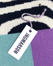 Shapes & Stripes Wool & Cashmere Scarf Lilac & Turquoise