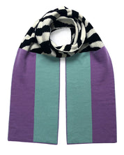 Shapes & Stripes Wool & Cashmere Scarf Lilac & Turquoise