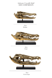 Extra Large Saltwater Crocodile Skull in Polished Bronze