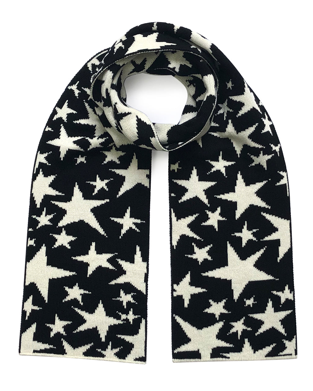 Stars Wool & Cashmere Scarf Black & White