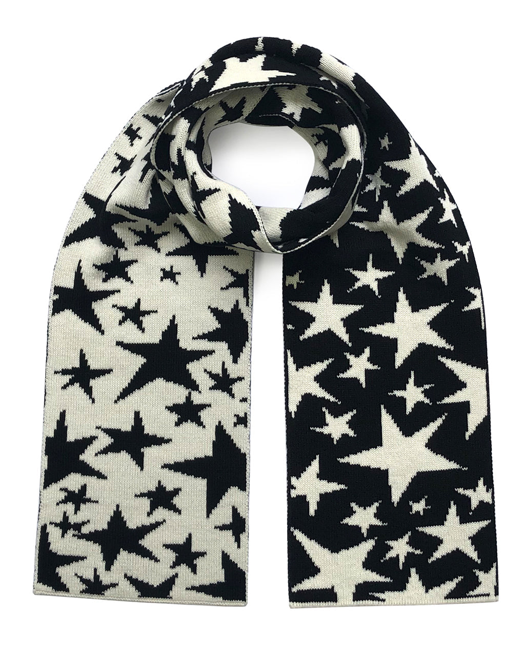 Stars Wool & Cashmere Scarf Black & White