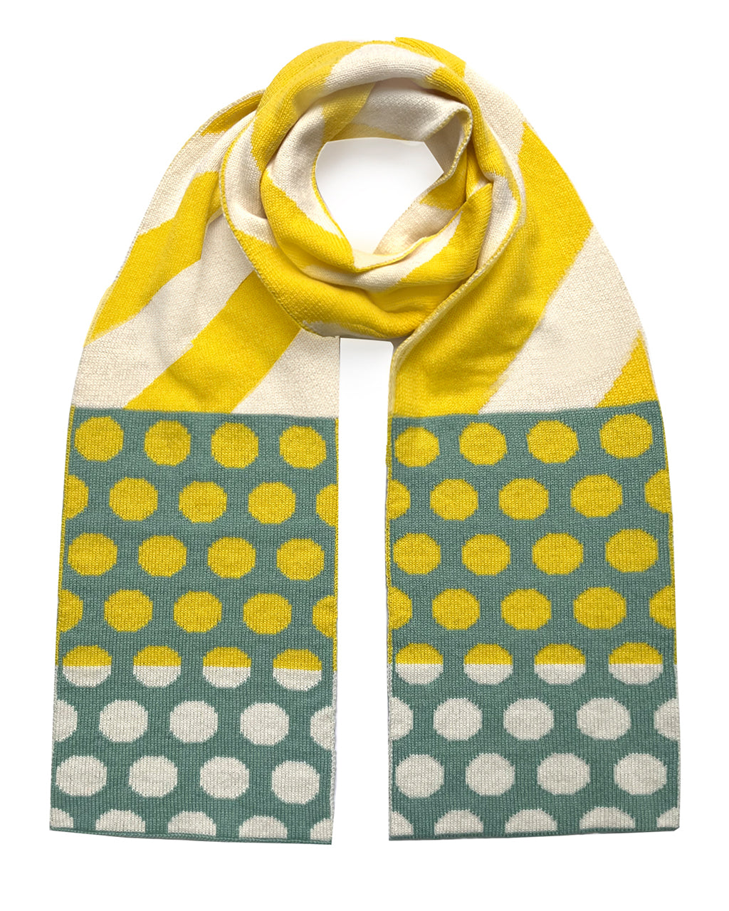 Stripes & Circles Wool & Cashmere Scarf Yellow