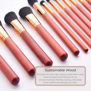 Vegan Makeup Brush Set- Glamour. Sustainable Wood & Bronze