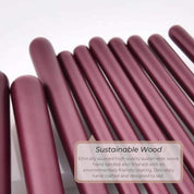 Vegan Eye Makeup Brush Set- Chic. Sustainable Wood Purple and Black