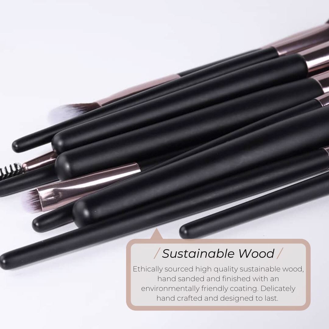 Vegan Makeup Eye Set- Sophistication. Sustainable Wood and Rose Gold