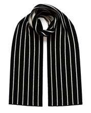 Thin Stripe Wool & Cashmere Scarf Black