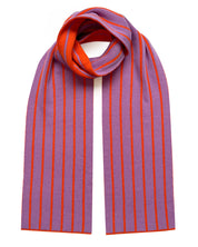 Thin Stripe Wool & Cashmere Scarf Orange & Purple