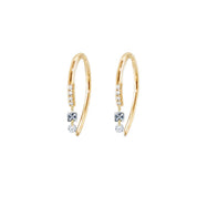 Rising Star Pave Diamond Hook Earrings with A drop Diamond