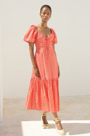 Zillah Dress | Geo Floral Pink/Orange