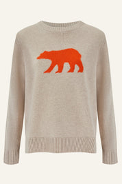 Merino Wool Polar Bear Jumper | Oat/Orange