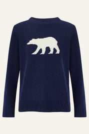 Merino Wool Polar Bear Jumper | Navy/Cream