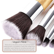 Vegan Makeup Brush Set- Full Set Bamboo and Silver