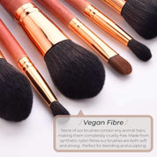 Vegan Makeup Brush Set- Glamour. Sustainable Wood & Bronze