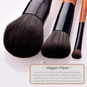 Vegan Makeup Brush Set- Elegance. Sustainable Wood & Black