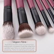 Vegan Face & Cheek Makeup Brush Set- Chic. Sustainable Wood Purple and Black