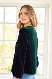 Faye Velvet Blouse | Emerald