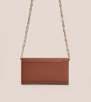 Luella Vegan Bio-Based Bamboo Leather Chain Purse in Brown