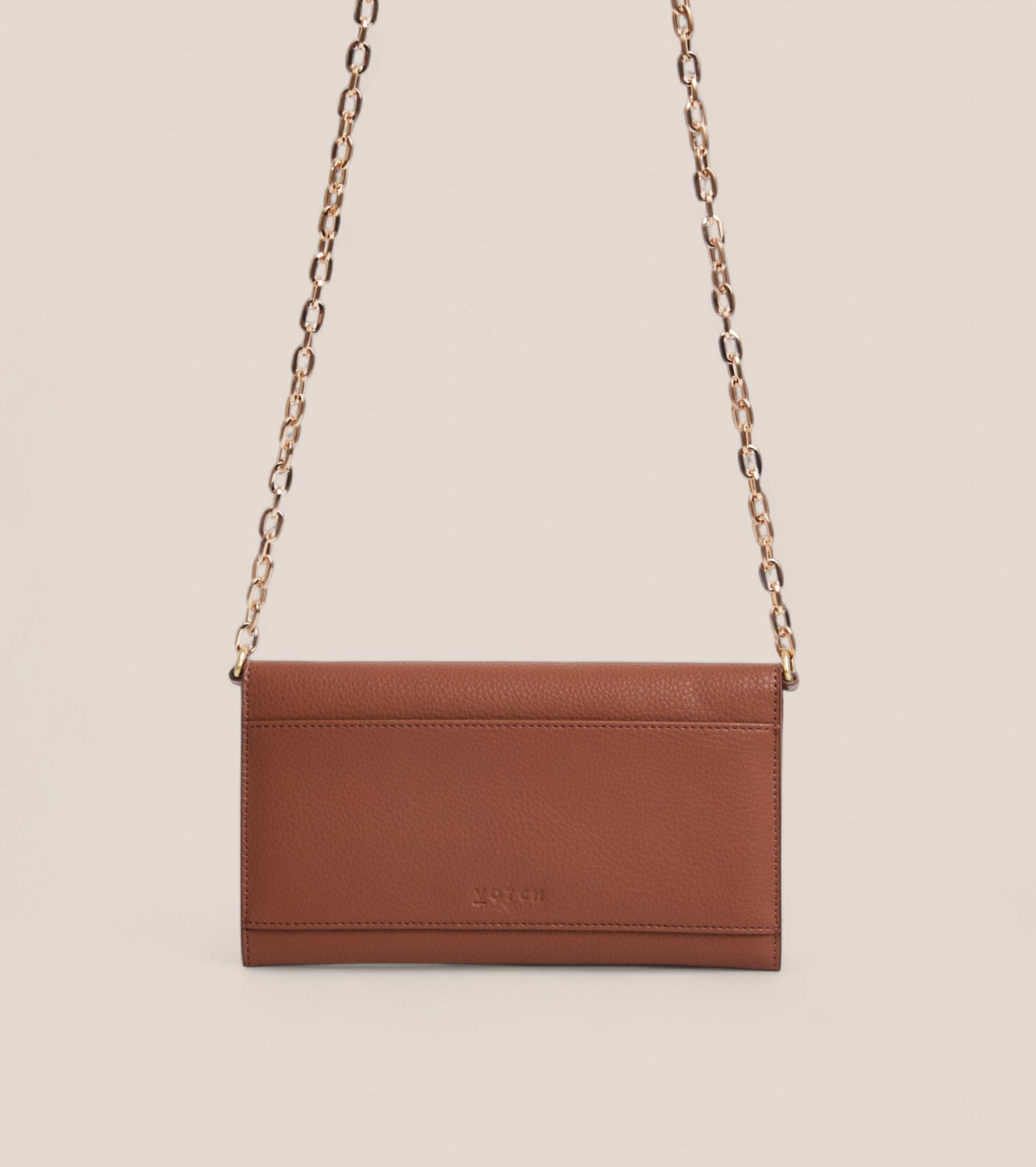 Luella Vegan Bio-Based Bamboo Leather Chain Purse in Brown