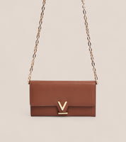 Luella Vegan Bio-Based Bamboo Leather Chain Purse in Brown