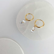 Rising Star Double Diamond Dot Hoop Earrings