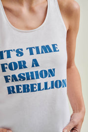 Racer Tank With Print - Diamond White