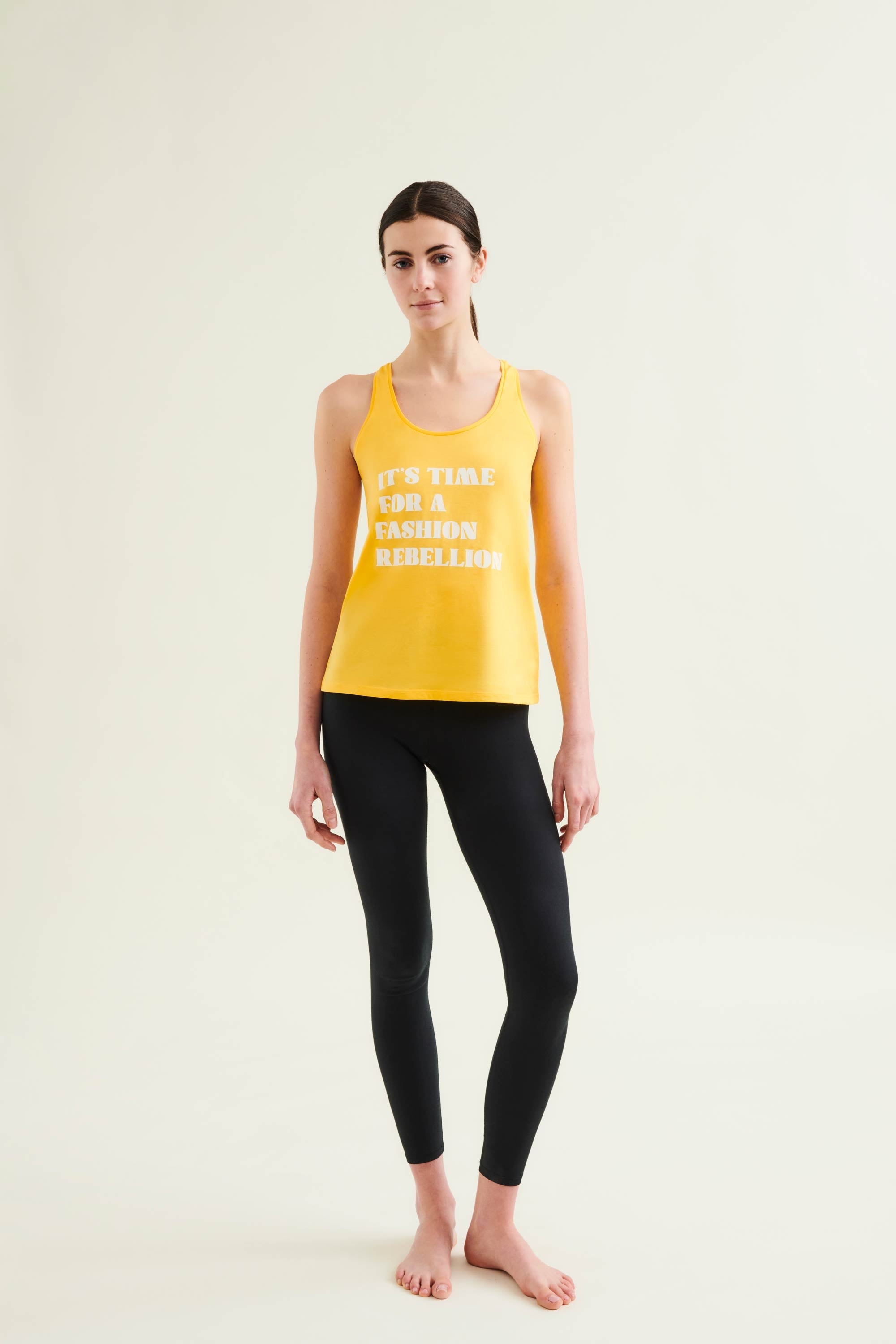 Racer Tank With Print - Sunshine Yellow