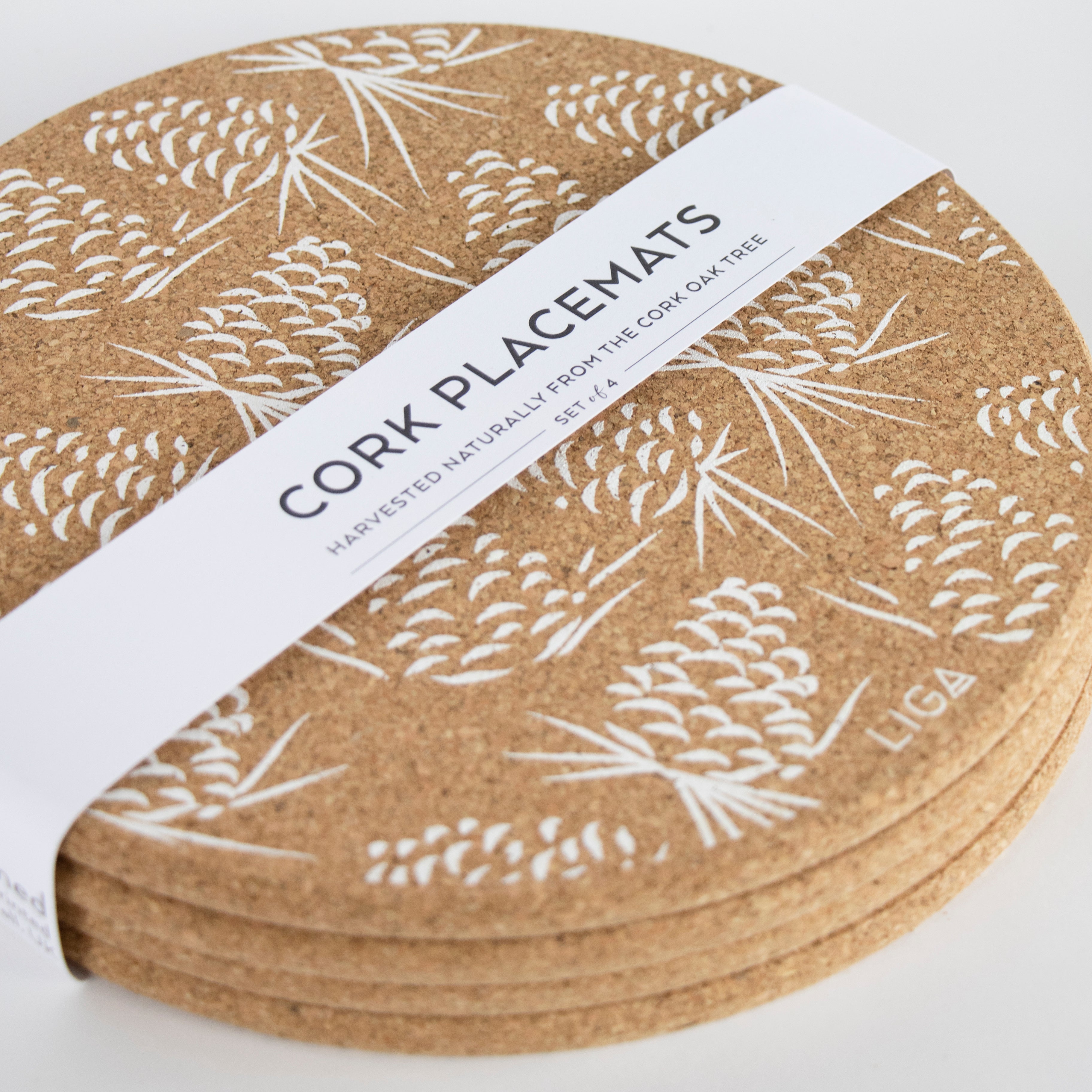 Cork Mats | Pinecones | White