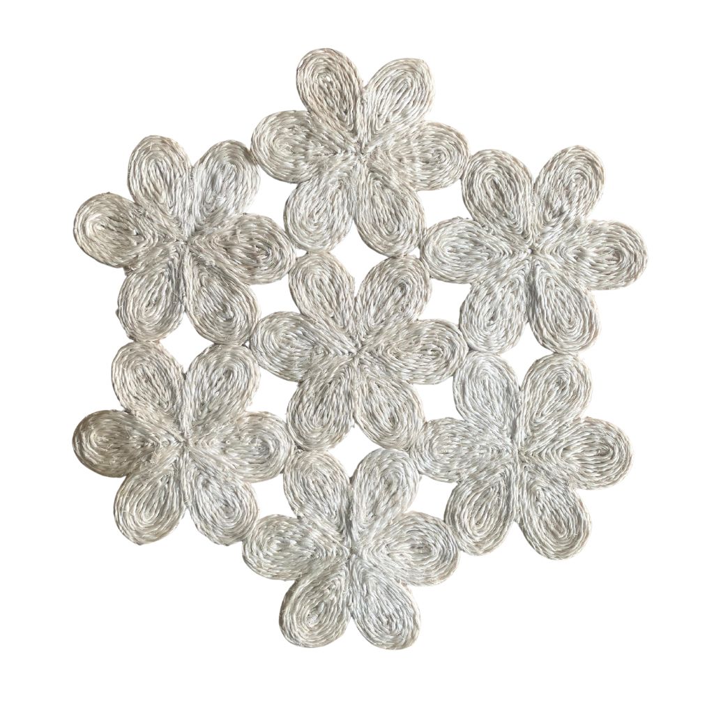 White and Natural Imbali Hexagon Placemat