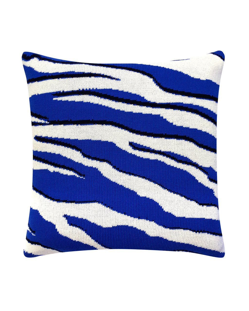 Wild Tiger Wool & Cashmere Knitted Cushion Electric Blue