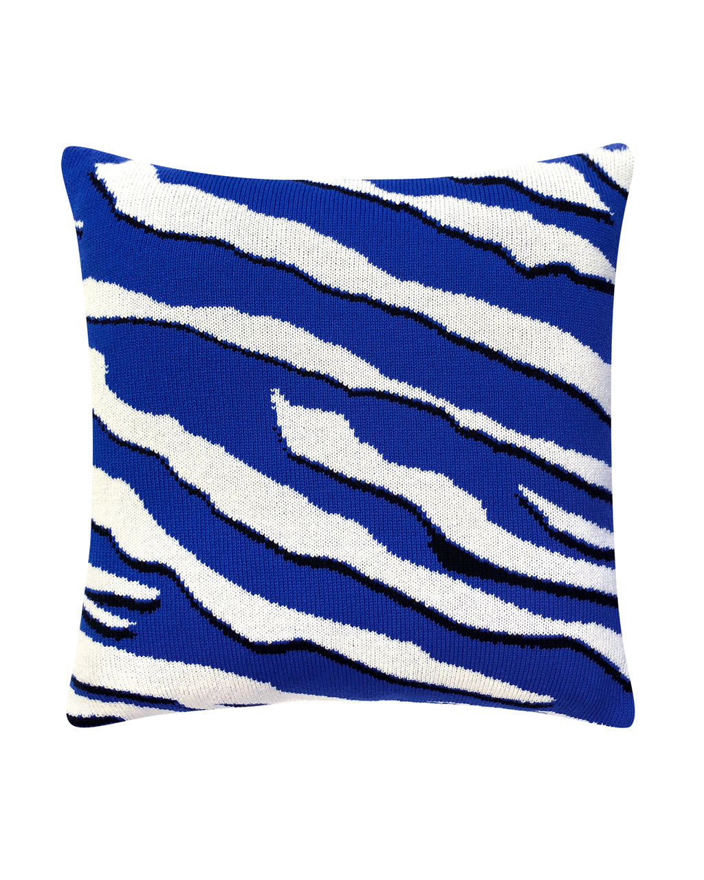 Wild Tiger Wool & Cashmere Knitted Cushion Electric Blue