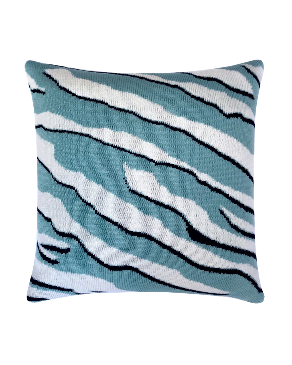 Wild Tiger Wool & Cashmere Knitted Cushion Turquoise