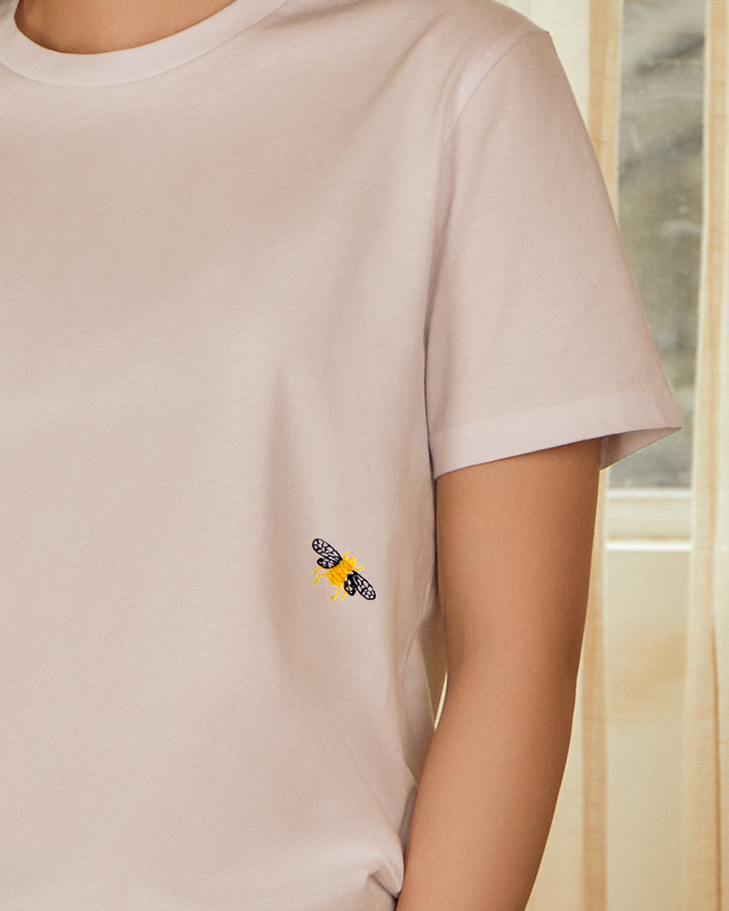 Bee Embroidered Organic Cotton T-Shirt