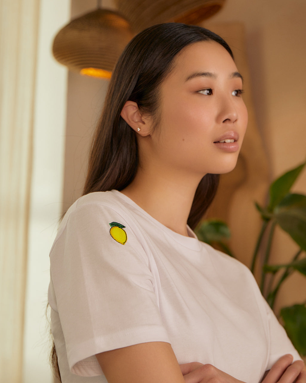 Lemon Embroidered Organic Cotton T-Shirt