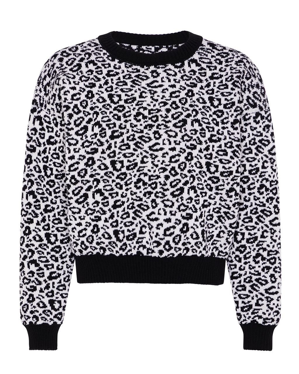 Leopard Knitted Wool & Cashmere Jumper Black & White