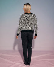 Leopard Knitted Wool & Cashmere Jumper Black & White