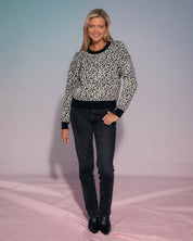 Leopard Knitted Wool & Cashmere Jumper Black & White