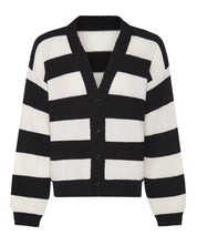 Striped Dropped Shoulder Cardigan Black & White