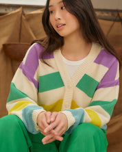 Striped Dropped Shoulder Cardigan Multicolour