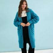 Alex Balloon Sleeve Cable Maxi Cardigan - Teal