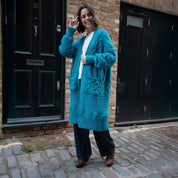 Alex Balloon Sleeve Cable Maxi Cardigan - Teal