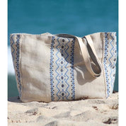 Aruba Jute Beach Bag | White/Marina Blue