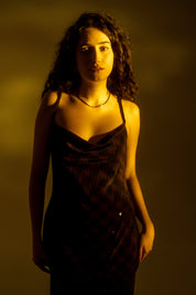 Dogtooth Silk Slip Dress