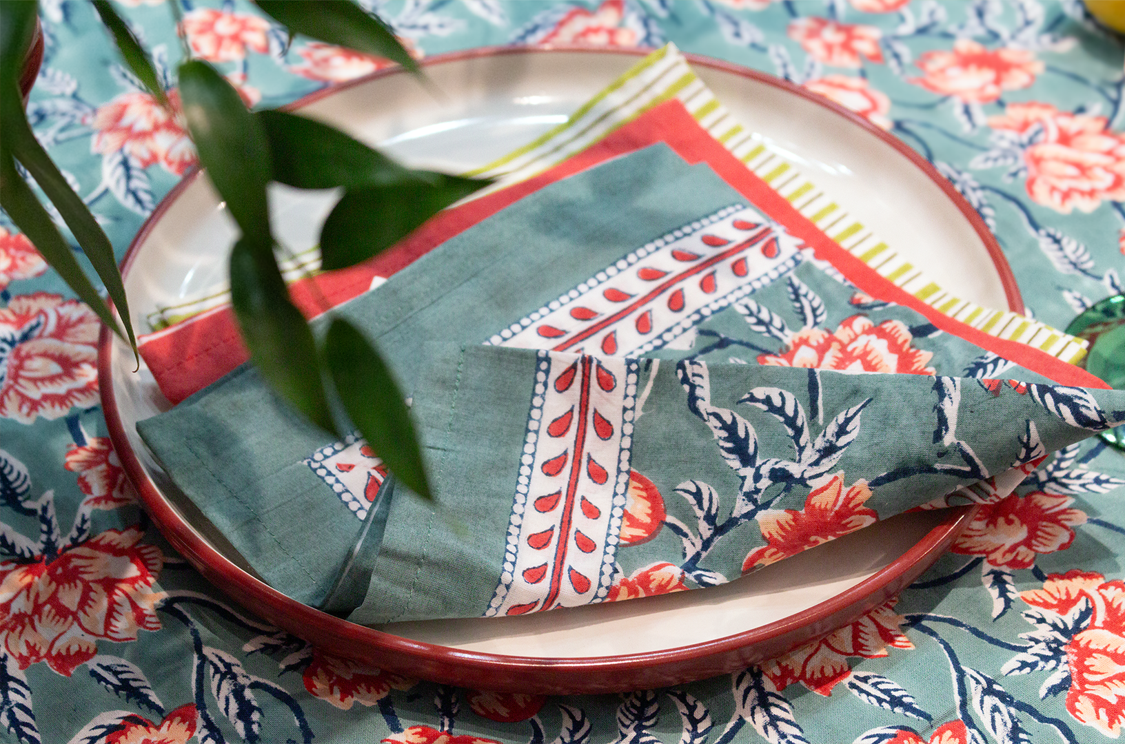 Napkins Pine X 4 Set Cotton Green One Size