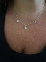 Rising Star 3 Baguette Diamond Dangle Necklace