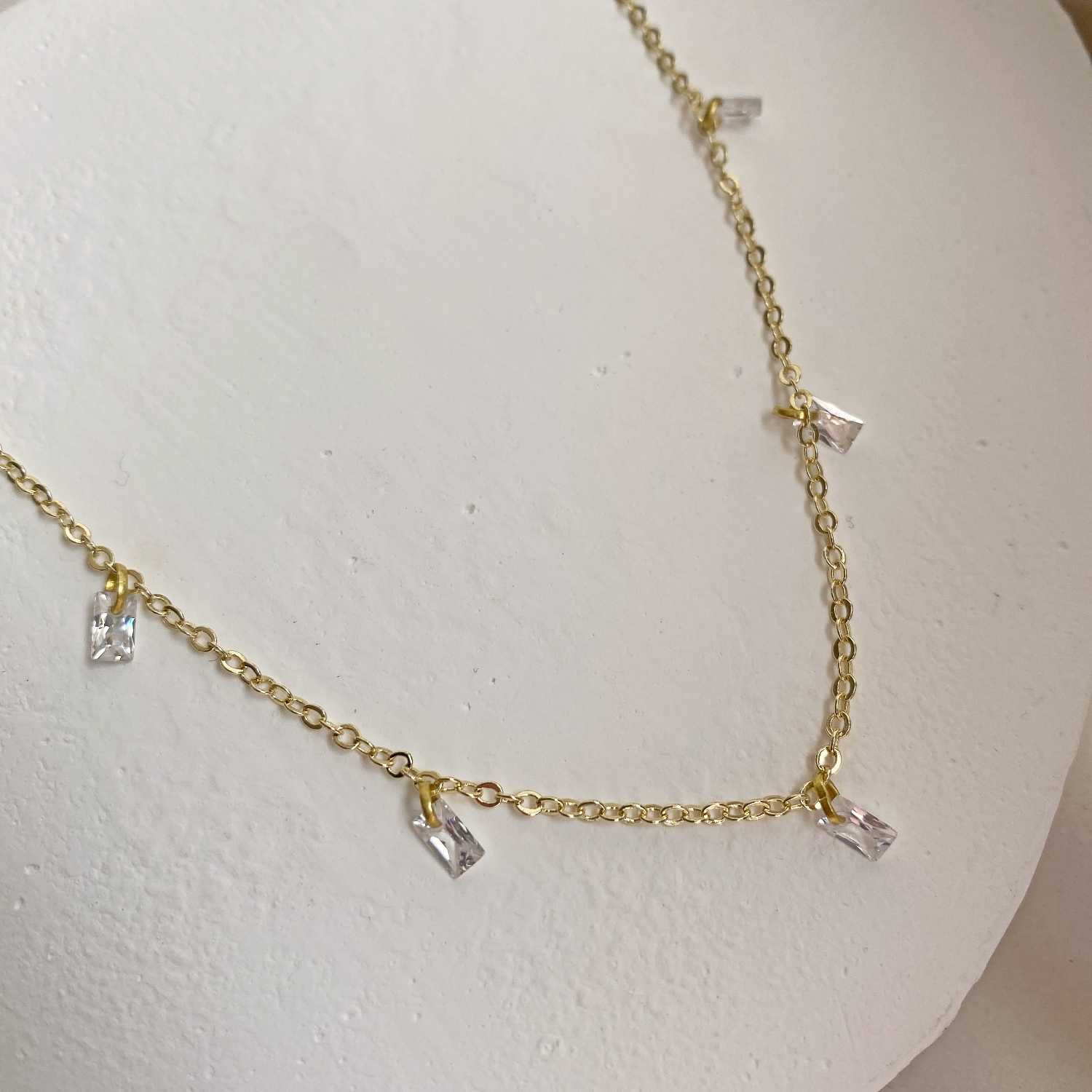 Rising Star Baguette 3 Diamond Necklace with Stud Gift Set