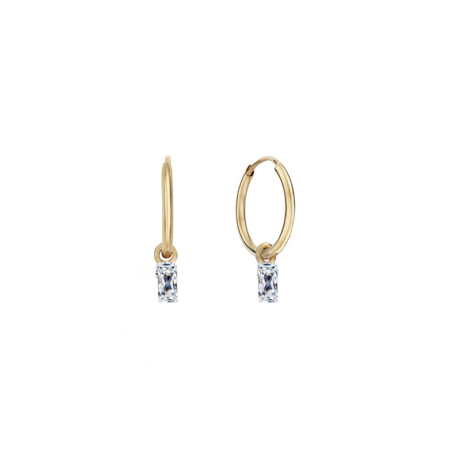 Rising Star Baguette Diamond Huggie Hoops