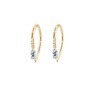 Rising Star Pave Diamond Hook Earrings with Baguette Diamond