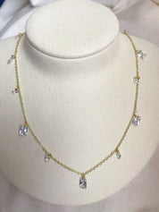 Rising Star Baguette Large and Small Diamond Station Necklace