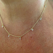 Rising Star Baguette Diamond Station Necklace